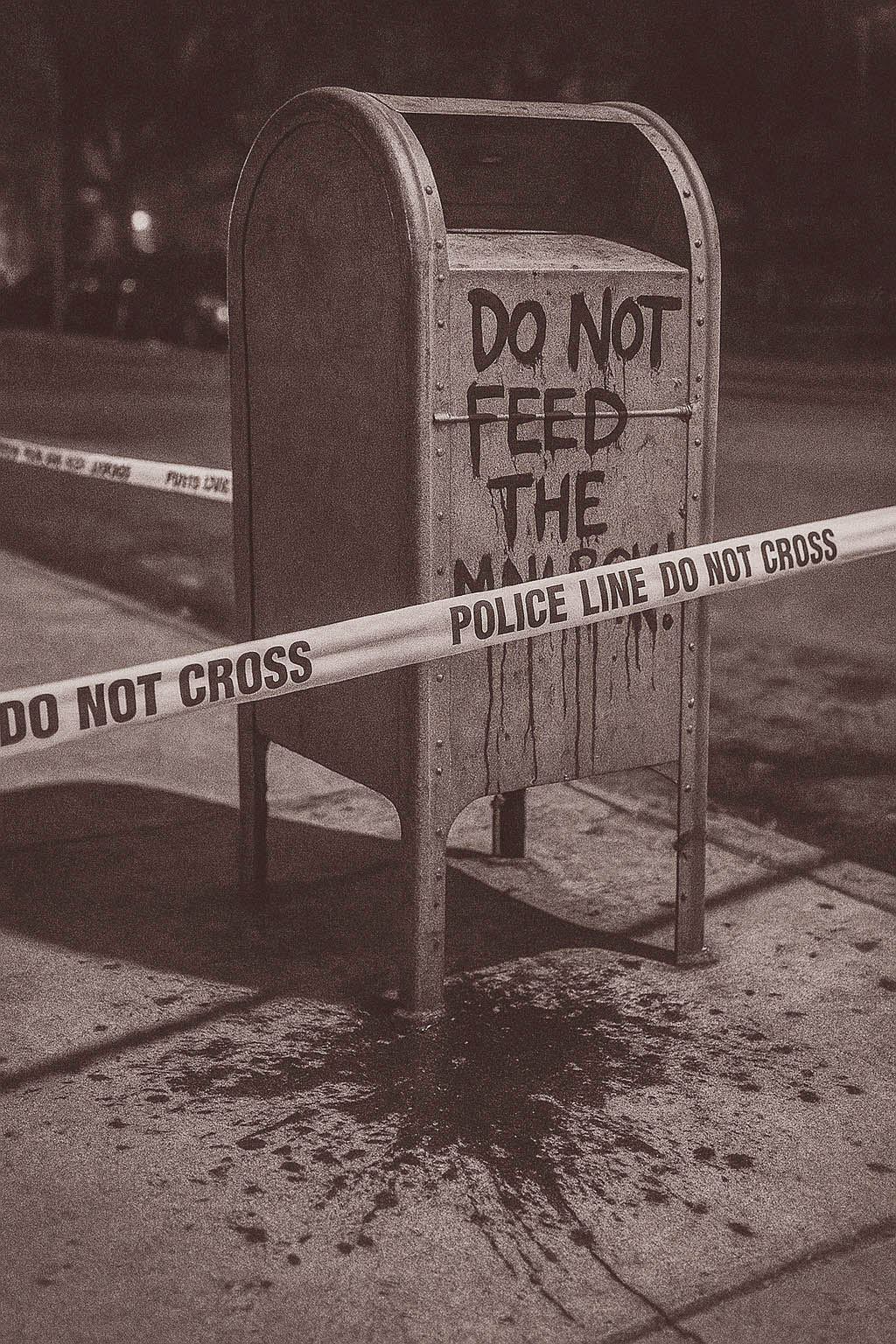 Cordon around a blue mailbox on Bedford Avenue